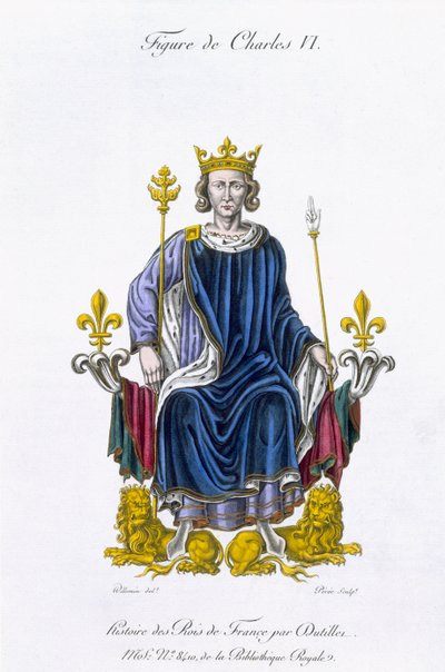 Beeld van Karel VI, gegraveerd door Amedee Peree, uit 