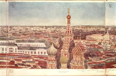 Panorama van Moskou, met de Sint-Basiliuskathedraal, 1819 door Gadolle