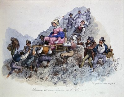Een toerist daalt af van de Vesuvius, c.1830 door Gaetano (after) Dura
