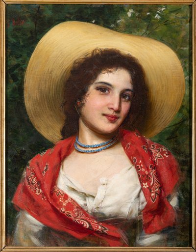 Meisje met een gele hoed door Gaetano Bellei