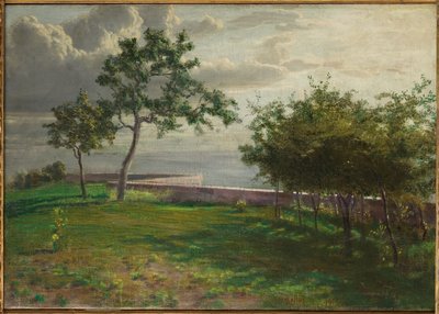 Uitzicht met bomen en een kleine muur door Gaetano Bellei