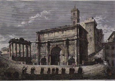Boog van Septimus VI, Het Forum, Rome, uit een serie van Gaetano Cottafavi, c.1850 door Gaetano Cottafavi