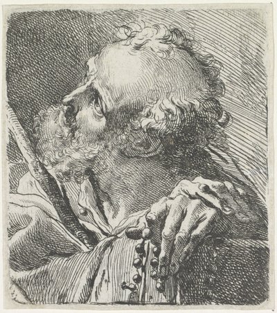 Kop van een heilige met rozenkrans door Gaetano Gandolfi