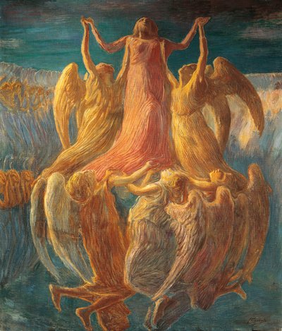 Hemelvaart, door Gaetano Previati (1852-1920) door Gaetano Previati
