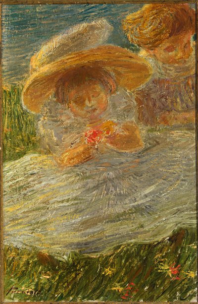 Kinderen op het gazon door Gaetano Previati