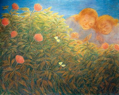 Bloemen en vlinders door Gaetano Previati