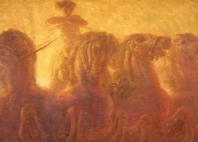 De Triomfwagen van de Zon of Triomf van de Handel, 1907 door Gaetano Previati