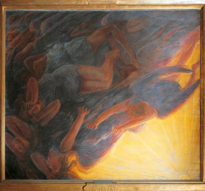De val van de engelen, drieluik centraal paneel, 1913 door Gaetano Previati