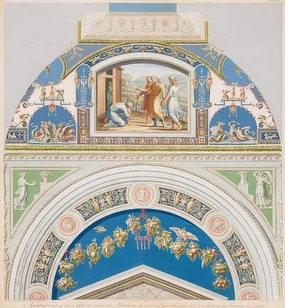 Lunet en gewelfveld met Abraham en de drie engelen door Gaetano Savorelli