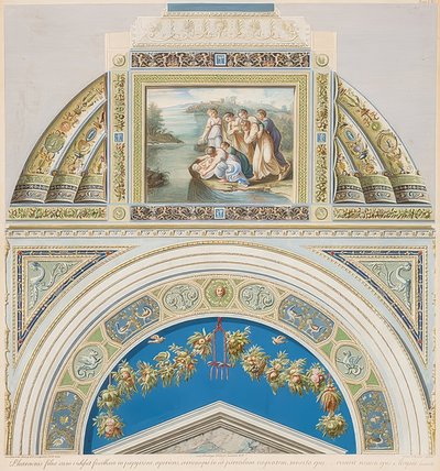 Lunet en gewelfveld met vondst van Mozes door Gaetano Savorelli