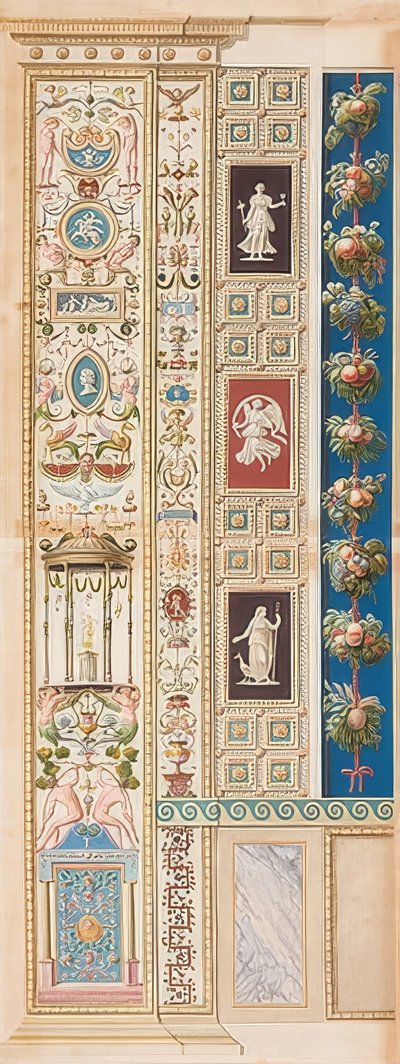Pilaster Loggia XIII (versiering, in het midden een tempel van Diana) door Gaetano Savorelli