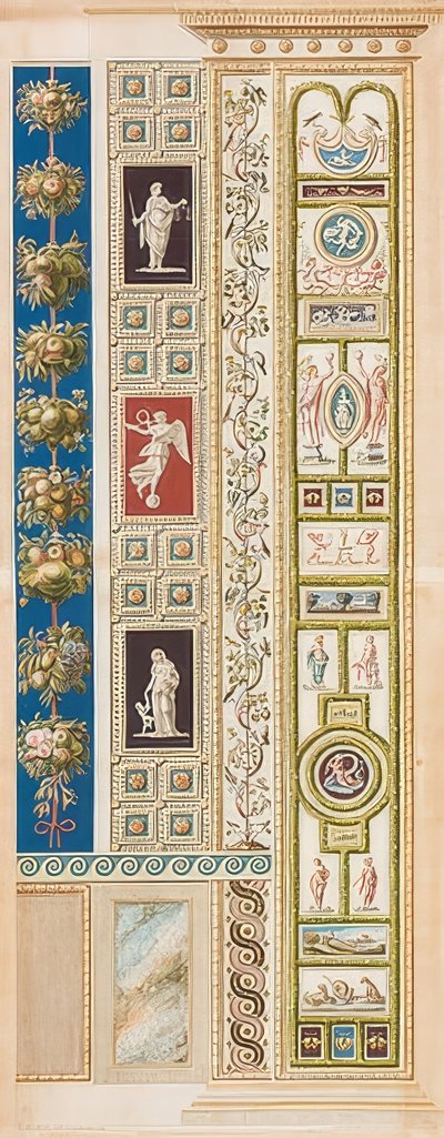 Pilaster Loggia XIII (versiering met landschappen en jachtstukken) door Gaetano Savorelli