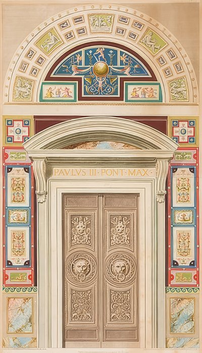 Deur, omlijsting en lunet van Loggia I door Gaetano Savorelli