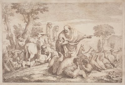 Noach leidt de dieren naar de ark door Gaetano Zompini, after Giovanni Benedetto Castiglione