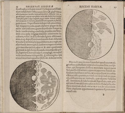 Blad uit het boek Sidereus Nuncius Sidereale Boodschapper van Galileo Galilei, 1610 door Galileo Galilei
