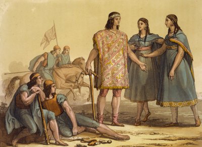 Inboorlingen van de Araucani-stam, Argentinië, uit Le Costume Ancien et Moderne, Volume II, plaat 37, door Jules Ferrario door Gallo Gallina