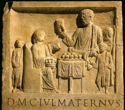 Reliëf dat een feest uitbeeldt, Romeinse beschaving door Gallo Roman