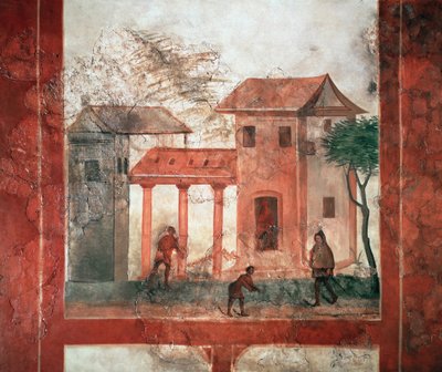 Rustieke villa (fresco, ca. 200) door Gallo Roman