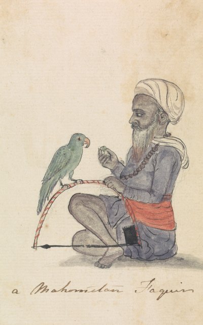 Een Mohammedaan met zijn papegaai door Gangaram Chintaman Tambat