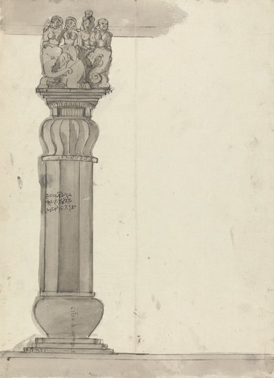 Tekening van een kolom uit Ekvera door Gangaram Chintaman Tambat