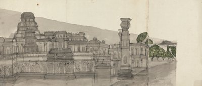 Buitenaanzicht van Kailasa door Gangaram Chintaman Tambat
