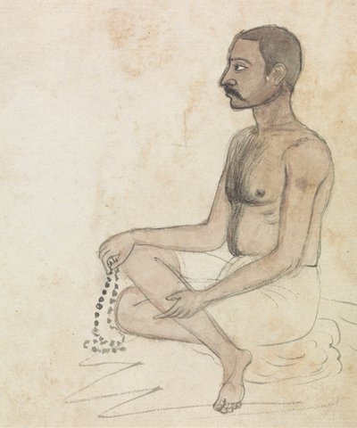Man met Gebedskralen door Gangaram Chintaman Tambat
