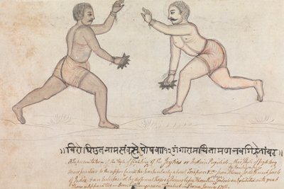 Twee Jeyties die Vechten door Gangaram Chintaman Tambat