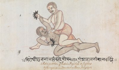 Twee Jeyties worstelen door Gangaram Chintaman Tambat