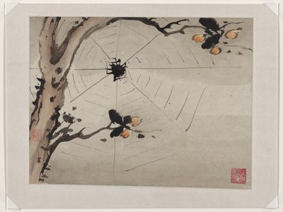 Vingerverf, uit een album van tien door Gao Qipei