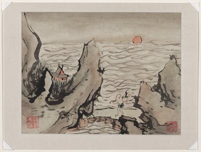 Vingerverf, uit een album van tien door Gao Qipei