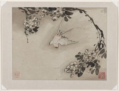 Vingerverf, uit een album van tien door Gao Qipei