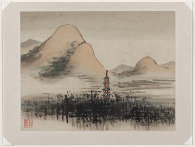 Vingerverf, uit een album van tien door Gao Qipei