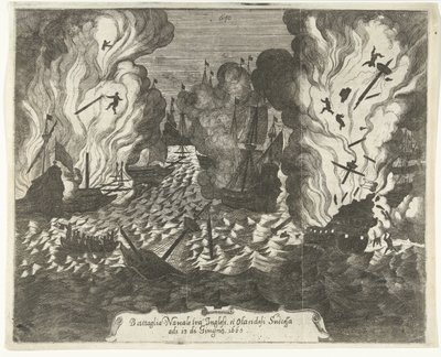 Zeeslag bij Lowestoft, 1665 door Gaspar Bouttats (attributed to)