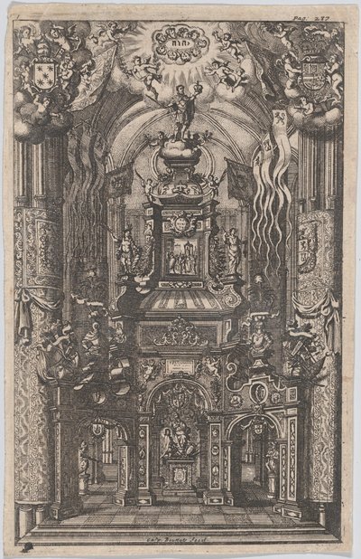 Catafalque voor Ferdinand, uit een niet-geïdentificeerd boek, ca. 1660-95 door Gaspar Bouttats