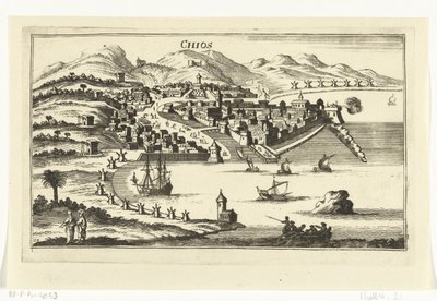 Gezicht op Chios door Gaspar Bouttats