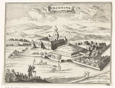 Gezicht op Rechnitz door Gaspar Bouttats
