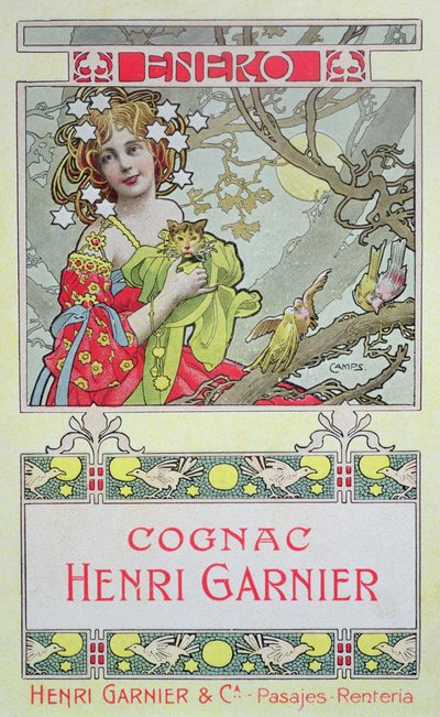 Januari, uit een kalender voor Henri Garnier & Co. door Gaspar Camps Junyent