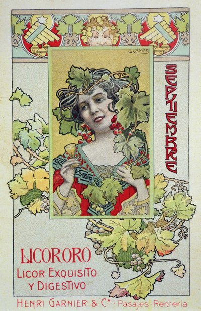 September, uit een kalender voor Henri Garnier & Co. door Gaspar Camps Junyent