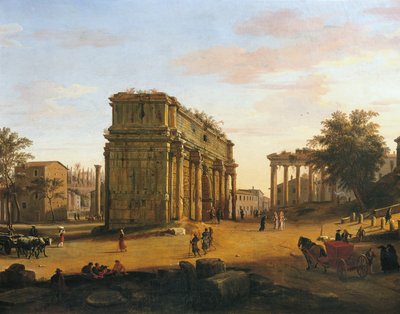 Boog van Septimius Severus in Rome (detail) door Gaspar van Wittel