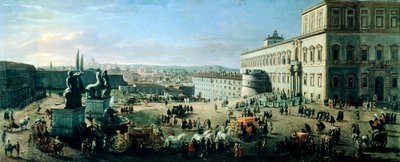 Plein en Paleis van Monte Cavallo door Gaspar van Wittel