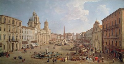 Uitzicht op Piazza Navona, schilderij door Gaspar van Wittel of Gaspare Vanvitelli (1652 of 1653-1736), olieverf op doek, Italië door Gaspar van Wittel
