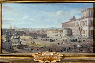 Uitzicht op Rome met het Quirinaalpaleis en Piazza op de voorgrond door Gaspar van Wittel