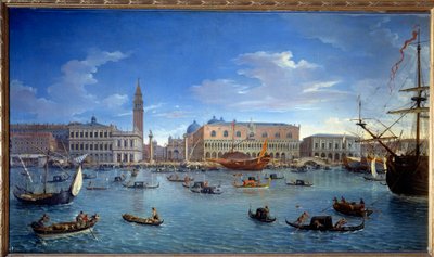 Gezicht op Venetië, de pier, het plein en het Dogenpaleis, vanaf het eiland San Giorgio door Gaspar van Wittel