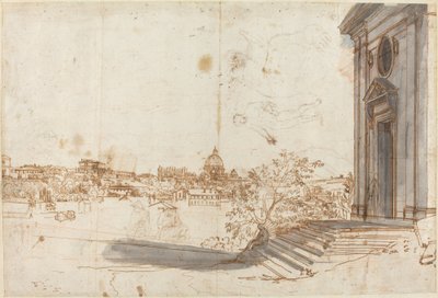 Een Uitzicht op Rome vanaf Santa Maria del Priorato door Gaspar van Wittel
