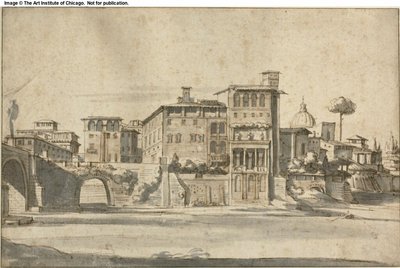 Huizen aan de Tiber door Gaspar van Wittel
