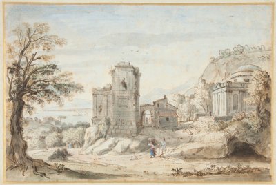 Landschap met ruïnes en een tempel, 1716 door Gaspar van Wittel