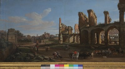 Het Colosseum en het Forum Romanum door Gaspar van Wittel