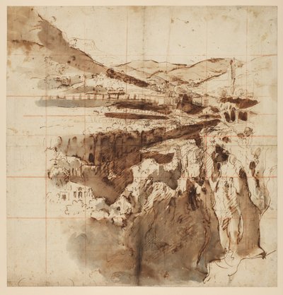 Uitzicht op Tivoli, 1700-10 door Gaspar van Wittel