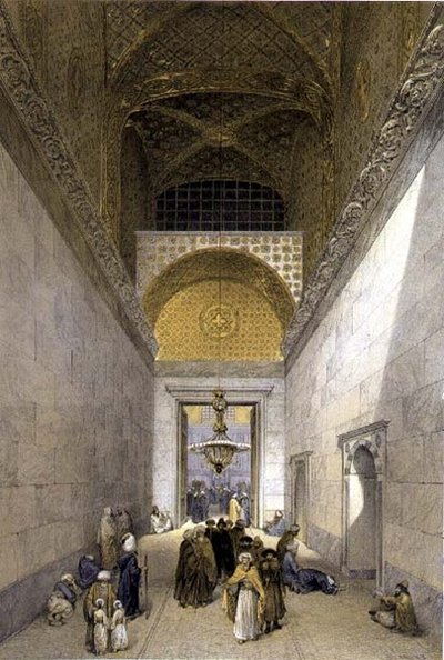Haghia Sophia, plaat 1: hoofdingang van de moskee, gegraveerd door Louis Haghe, gepubliceerd 1852 door Gaspard (after) Fossati