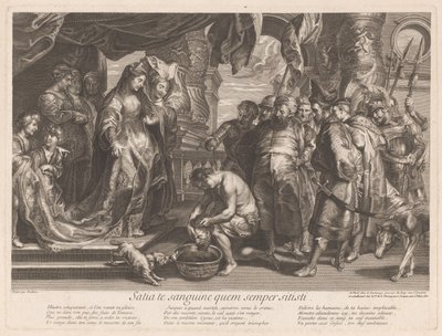Thomiris dompelt het hoofd van Cyrus in een kom bloed door Gaspard Duchange (attributed to)